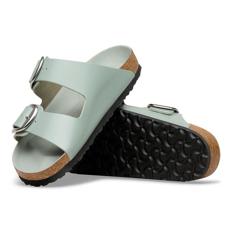 BIRKENSTOCK Arizona Big Buckle Natural Leather Patent High-Shine Pure Sage Walk Edit detail