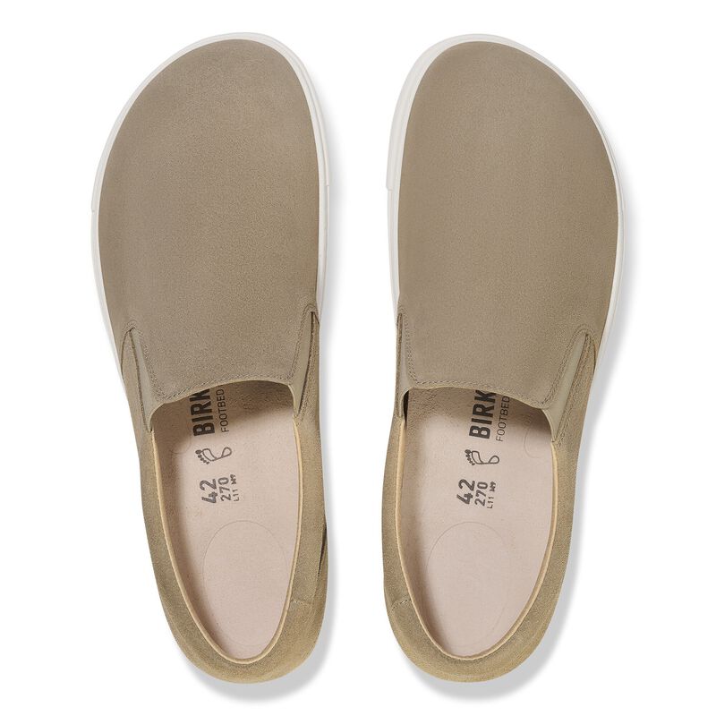 BIRKENSTOCK Oswego Suede Leather Taupe Trail Easy detail