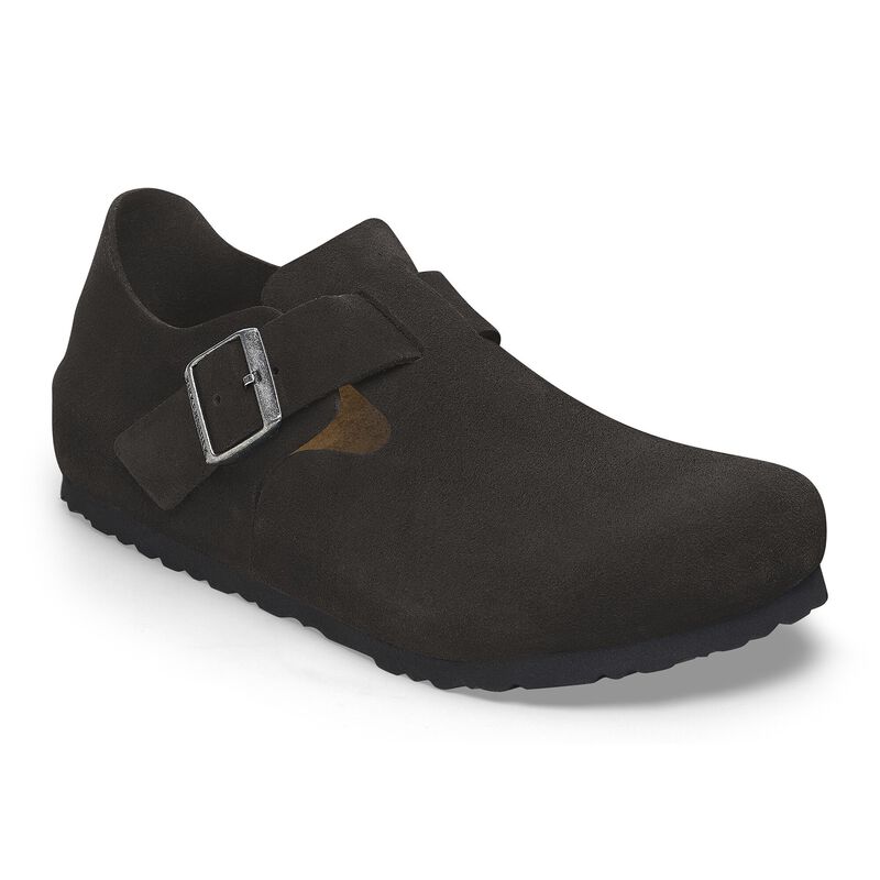 BIRKENSTOCK London Suede Leather Antique White Soft Footbed detail