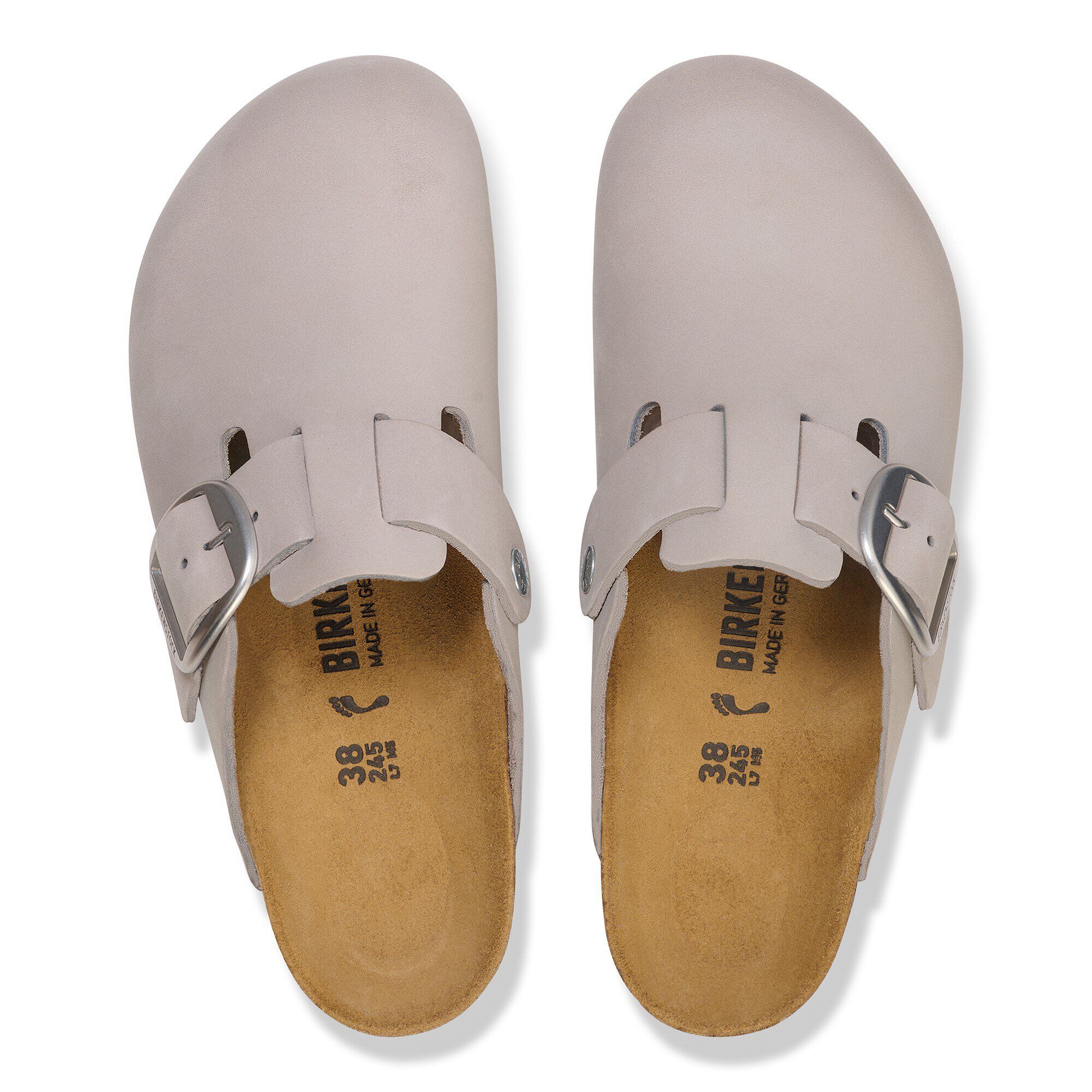 Boston Big Buckle Nubuck Leather in Color Stone Coin | BIRKENSTOCK US