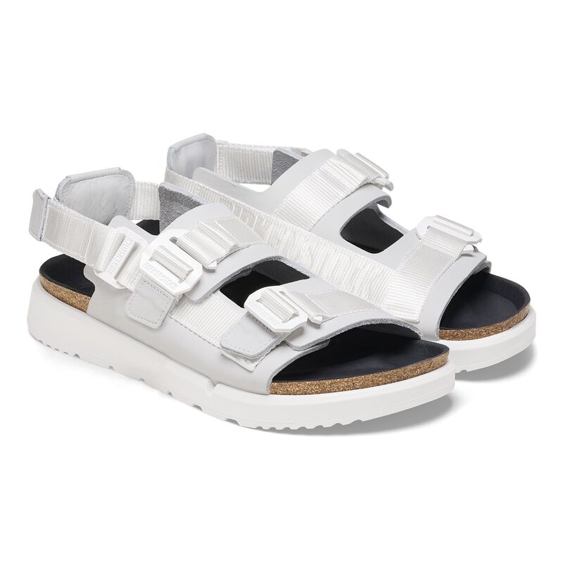 BIRKENSTOCK Shinjuku Natural Leather/Textile Antique White Lounge Fit detail