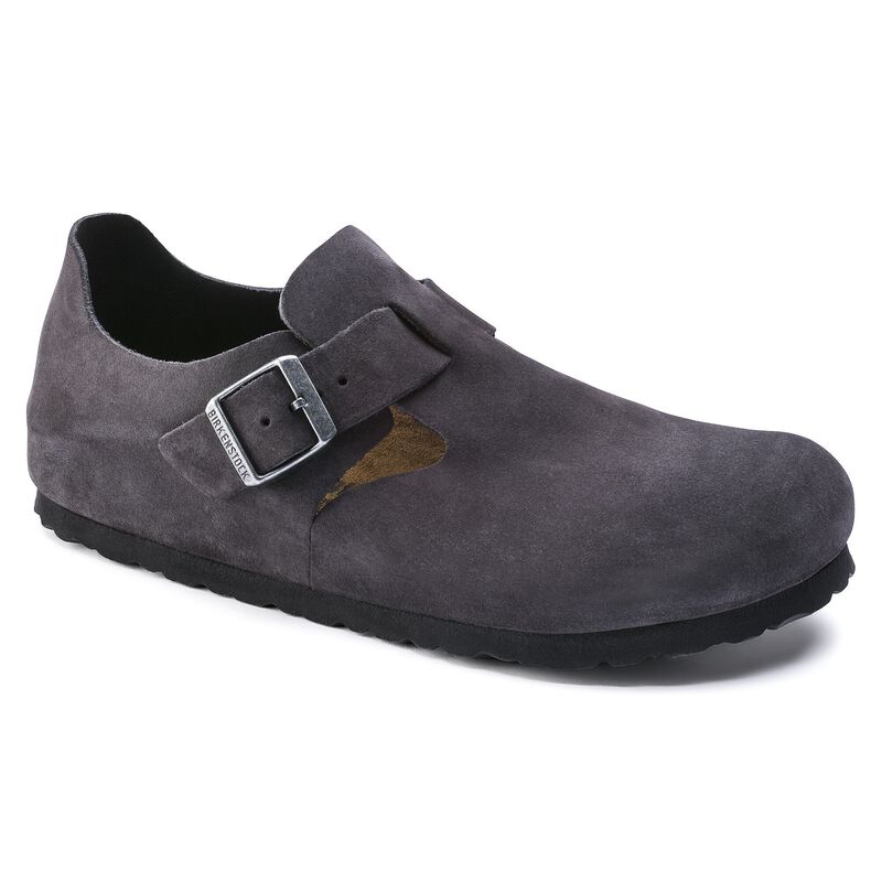 BIRKENSTOCK London Suede Leather Antique White Soft Footbed detail