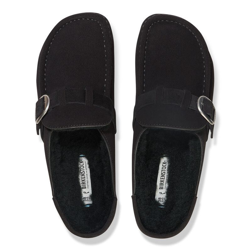 BIRKENSTOCK Buckley Shearling Suede Leather Black Walk Edit detail