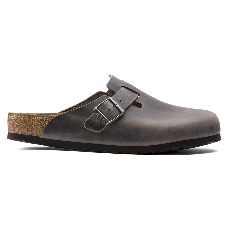 BIRKENSTOCK Boston Soft Footbed Natural Leather Oiled Iron Classic Fit detail