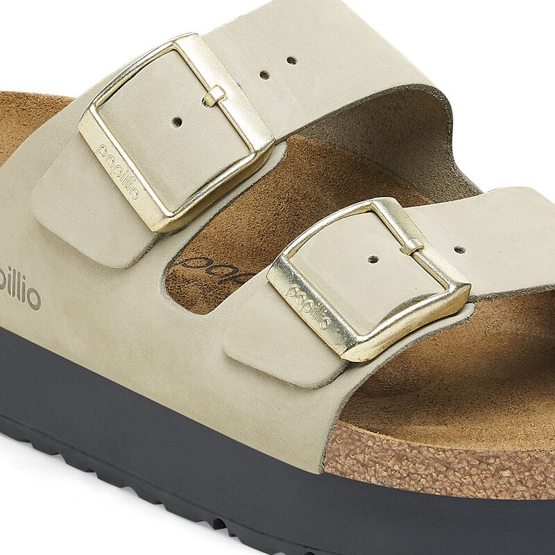 BIRKENSTOCK Arizona Flex Platform Nubuck Leather Eucalyptus Walk Edit detail