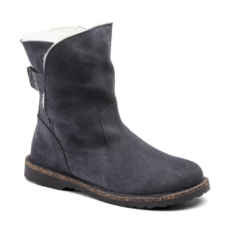 BIRKENSTOCK Uppsala Shearling Suede Leather Navy Soft Sole detail