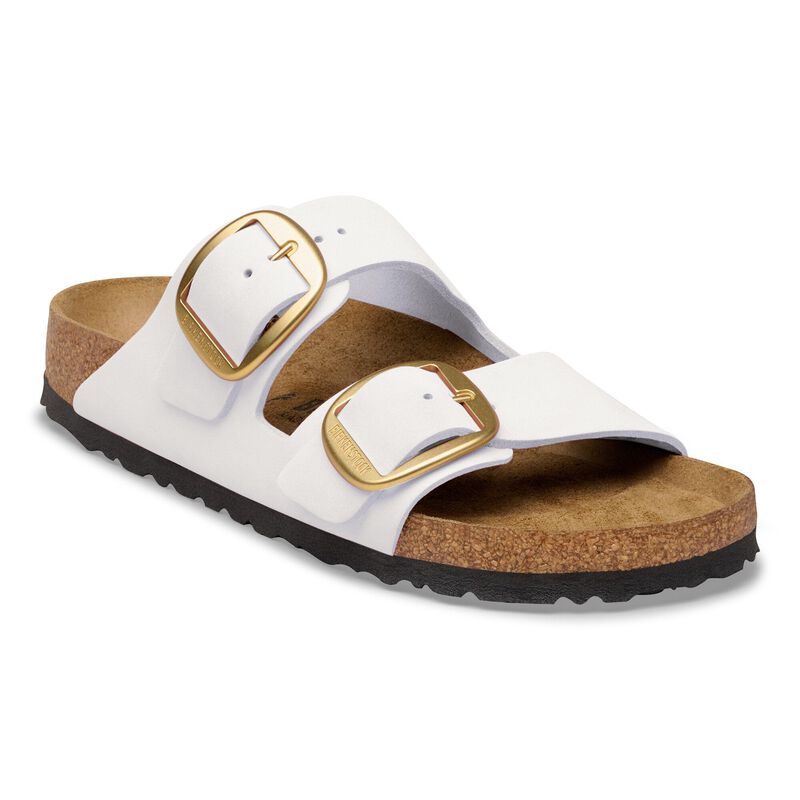 BIRKENSTOCK Arizona Big Buckle Nubuck Leather Antique White Soft Footbed detail