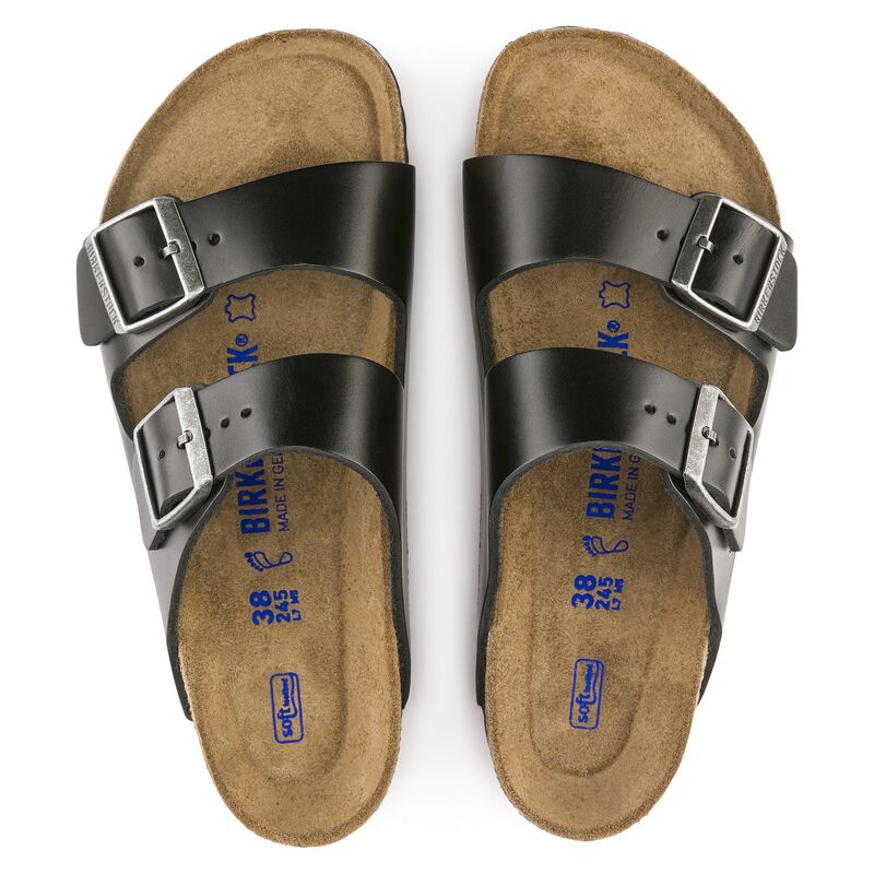 BIRKENSTOCK Arizona Soft Footbed Waxy Leather Amalfi Black Soft Sole detail