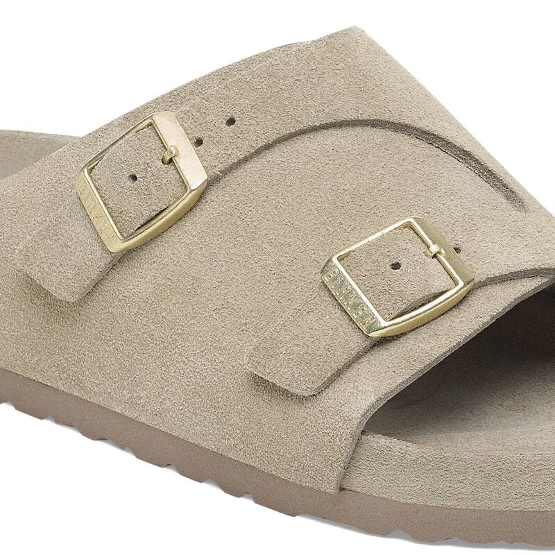 BIRKENSTOCK Zürich Suede Leather Taupe Lounge Fit detail