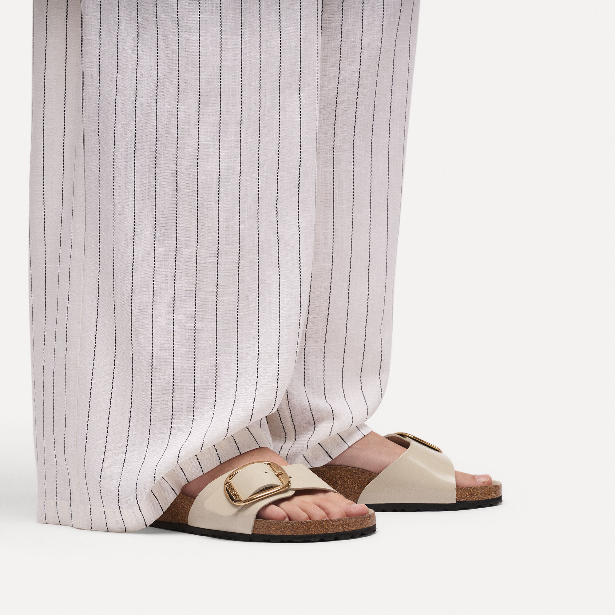 Madrid Big Buckle Natural Leather Patent with a female model