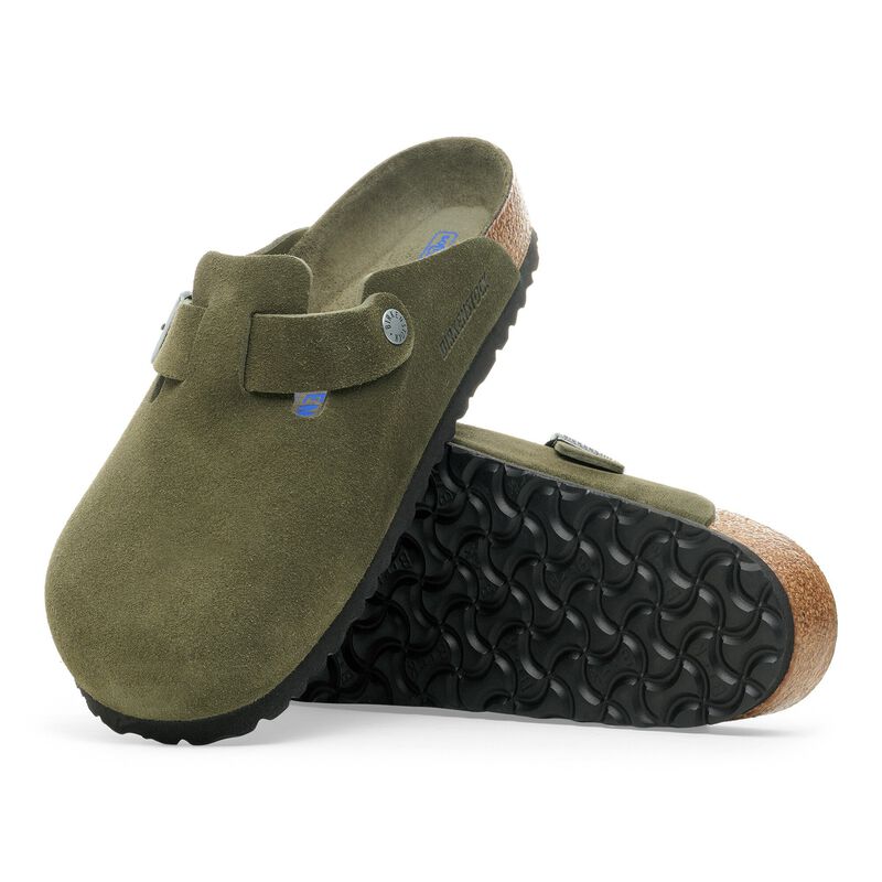 BIRKENSTOCK Boston Soft Footbed Suede Leather Thyme Tonal Walk Edit detail