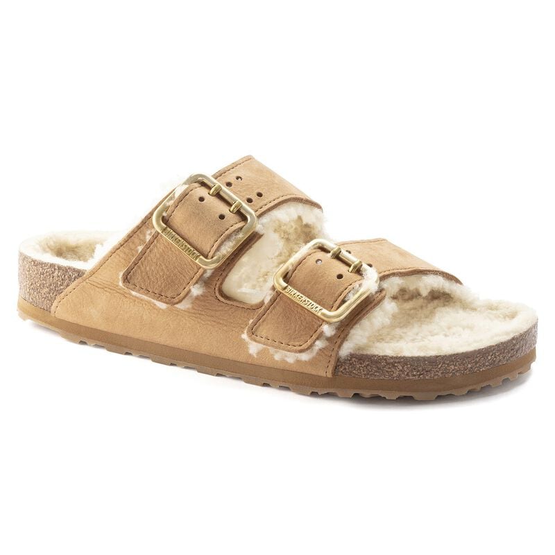 BIRKENSTOCK Arizona Bold Shearling Natural Leather Cognac Walk Edit detail