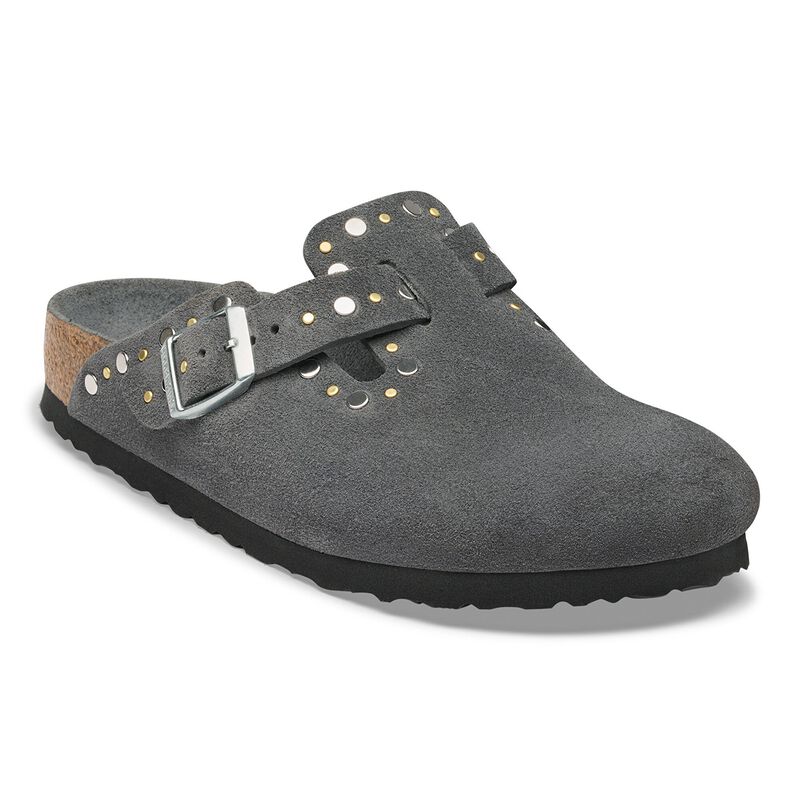 BIRKENSTOCK Boston Rivet Suede Leather Taupe Walk Edit detail
