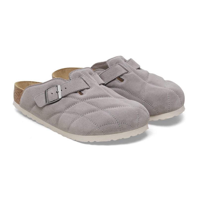BIRKENSTOCK Boston Quilted Suede Leather Stone Coin City Comfort detail