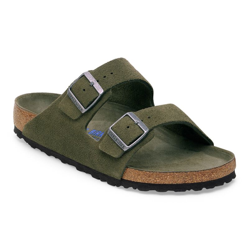 BIRKENSTOCK Arizona Soft Footbed Suede Leather Thyme Tonal Lounge Fit detail