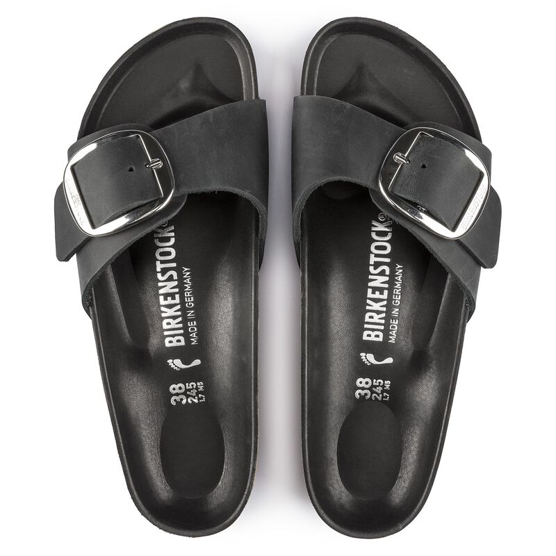 BIRKENSTOCK Madrid Big Buckle Natural Leather Oiled Black Classic Fit detail