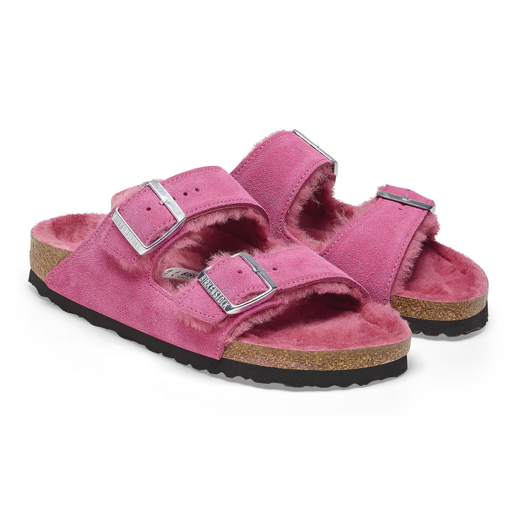 Arizona Shearling Suede Leather in Color Fuchsia Tulip