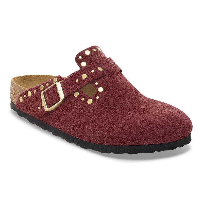 BIRKENSTOCK Boston Rivet Suede Leather Taupe Walk Edit detail