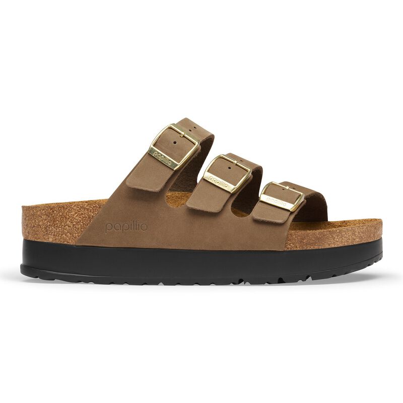 BIRKENSTOCK Florida Flex Platform Nubuck Leather Dark Tea Daily Comfort detail