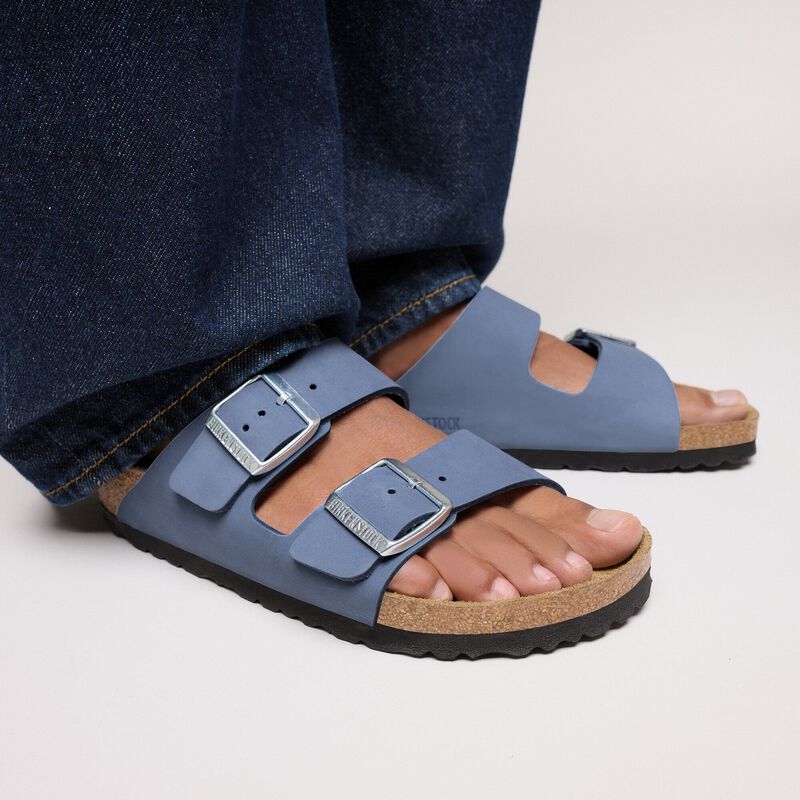 BIRKENSTOCK Arizona Nubuck Leather Stone Blue Daily Comfort detail