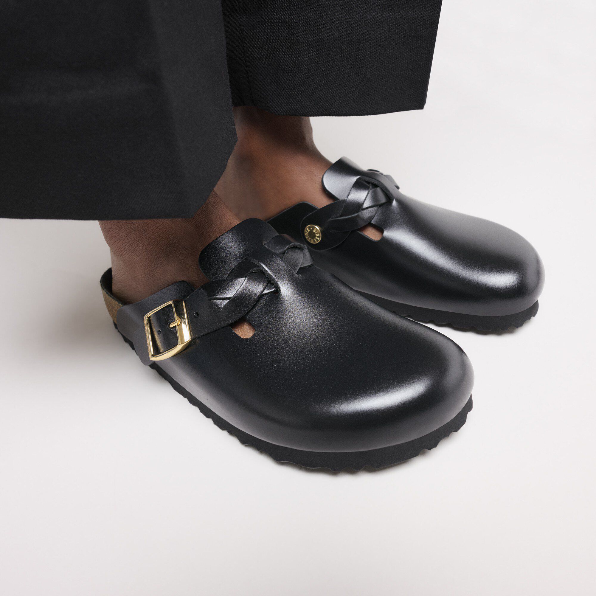 Boston Braided Leather in Color New Dressy Black | BIRKENSTOCK Canada