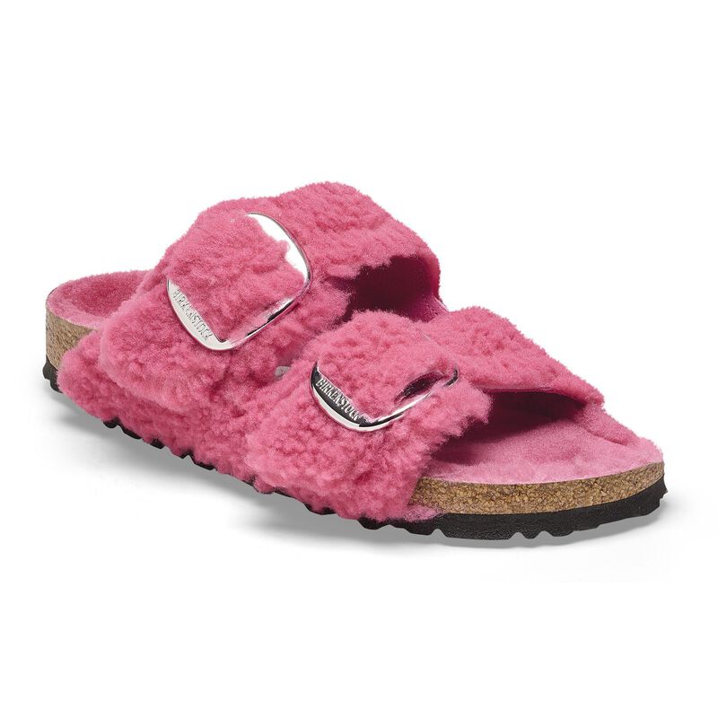 BIRKENSTOCK Arizona Big Buckle Shearling Fuchsia Tulip Lounge Fit detail