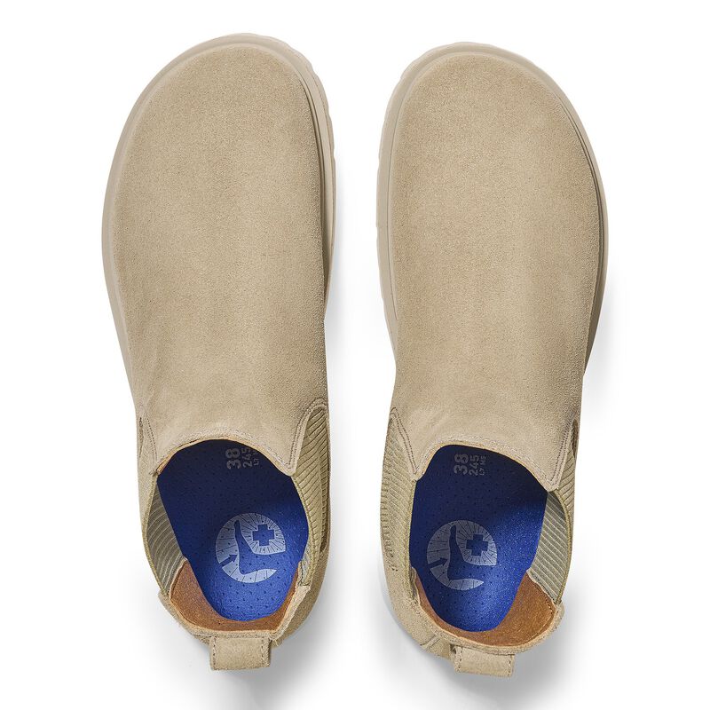 BIRKENSTOCK Highwood Slip On Women Suede Leather Taupe Soft Sole detail