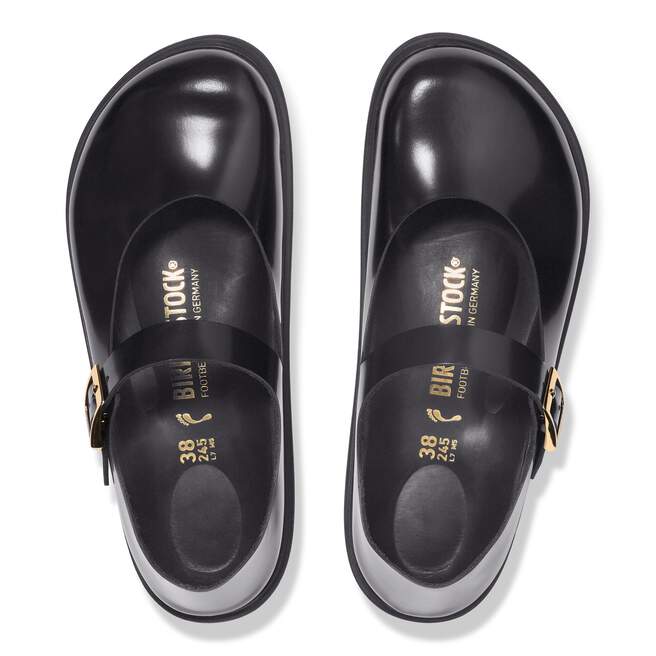 Sw 656 Mantova Droplet Buckle Natural Leather Patent in Color High Shine Black ...