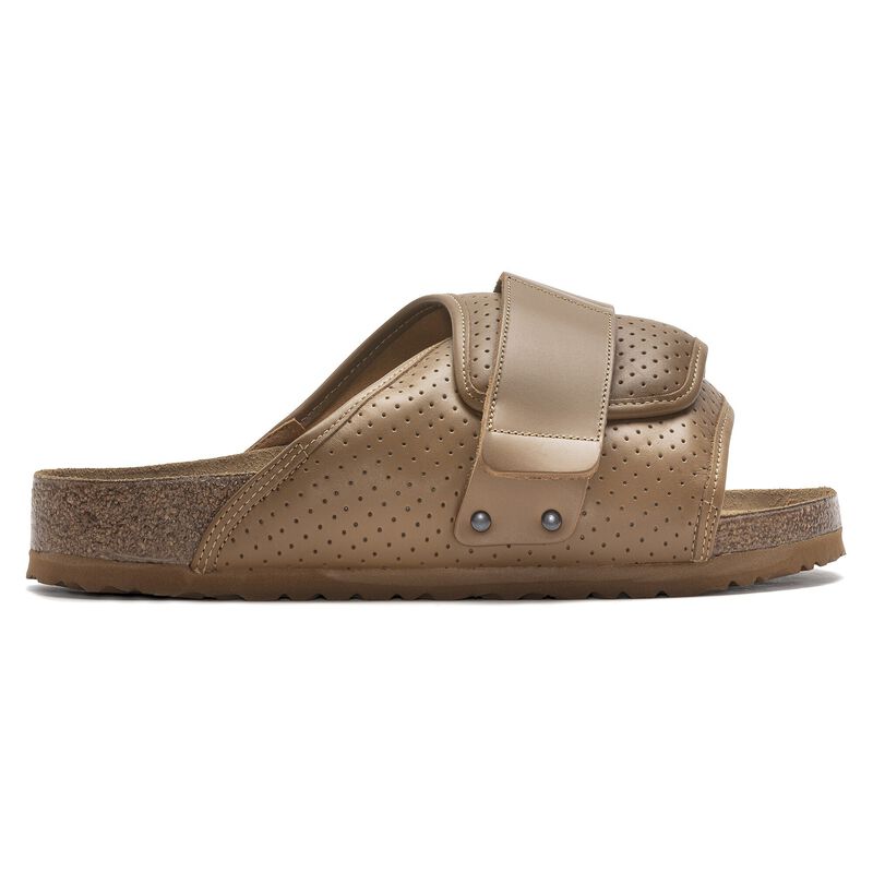 BIRKENSTOCK Kyoto Natural Leather Puff Pack Cork Brown Soft Sole detail