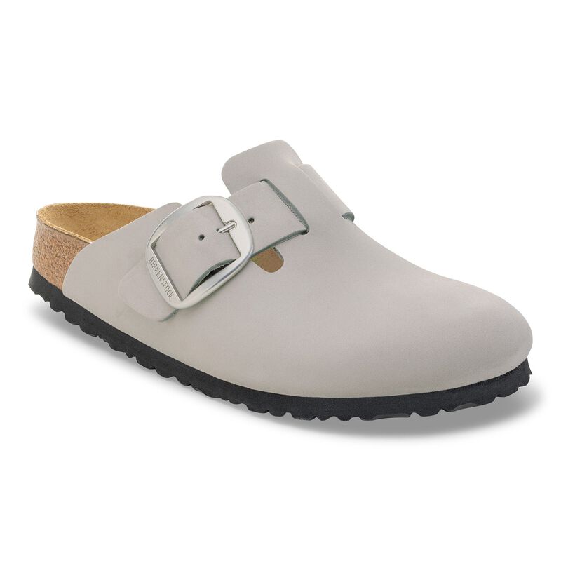 BIRKENSTOCK Boston Big Buckle Nubuck Leather Pure Sage Soft Sole detail