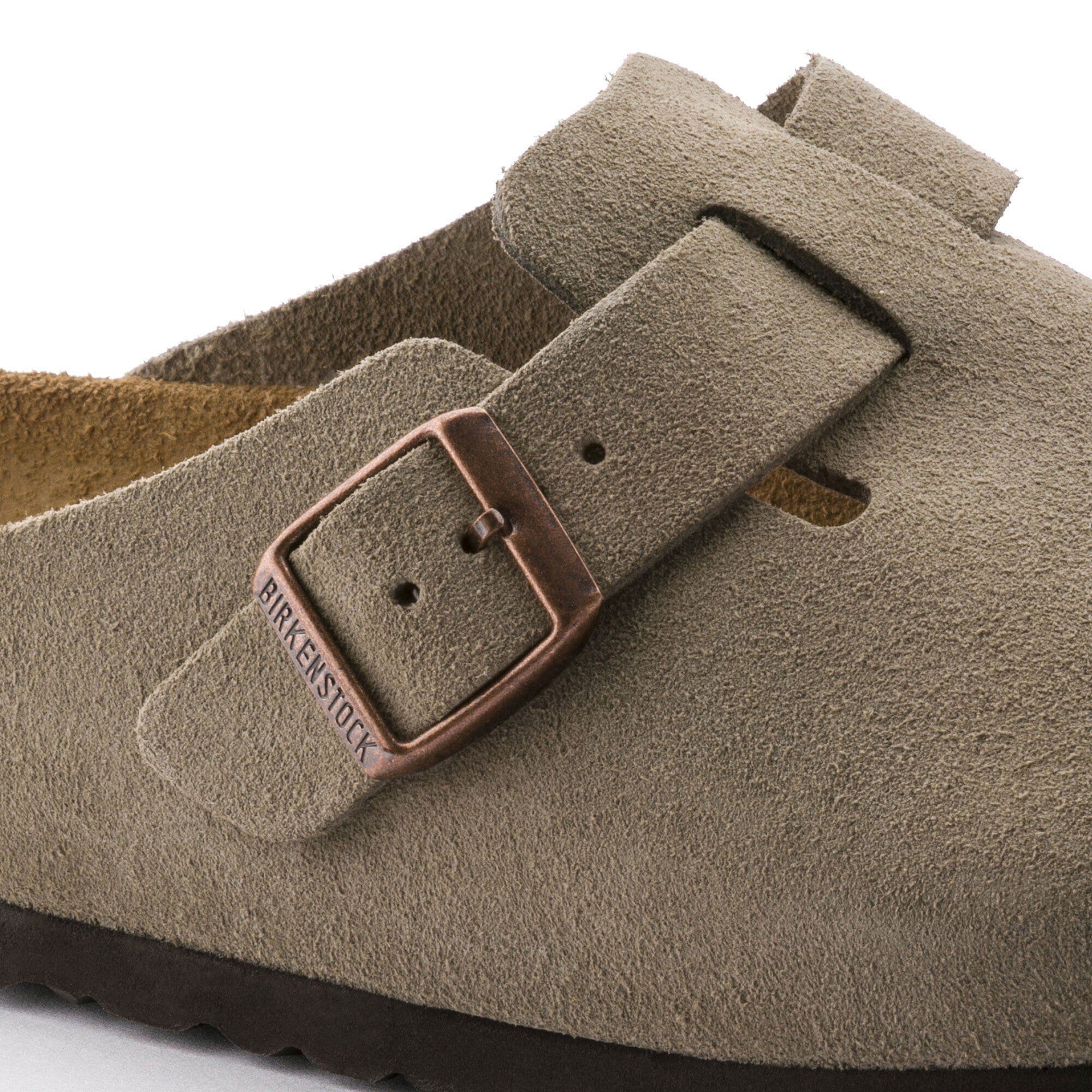 Boston Soft Footbed Suede Leather in Color Taupe | BIRKENSTOCK US