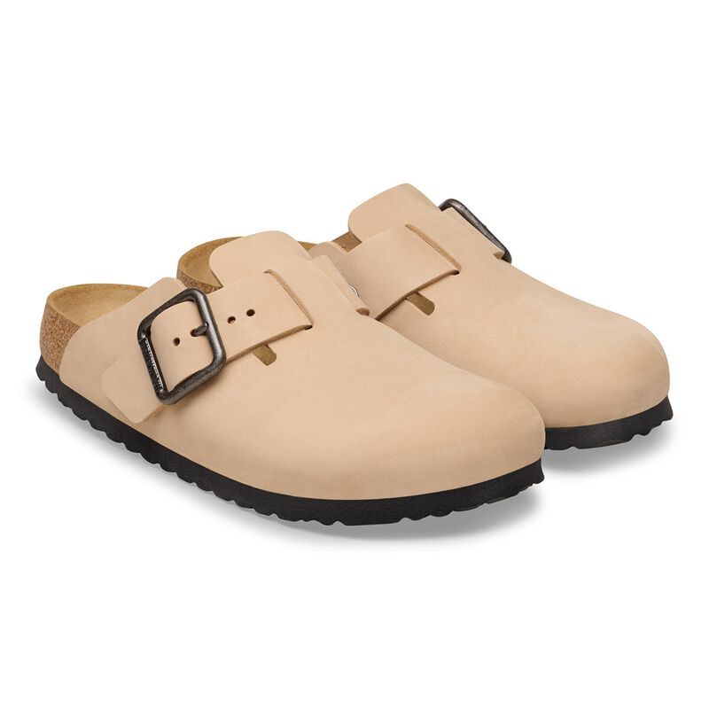BIRKENSTOCK Boston Wire Buckle Nubuck Leather Sandcastle Walk Edit detail