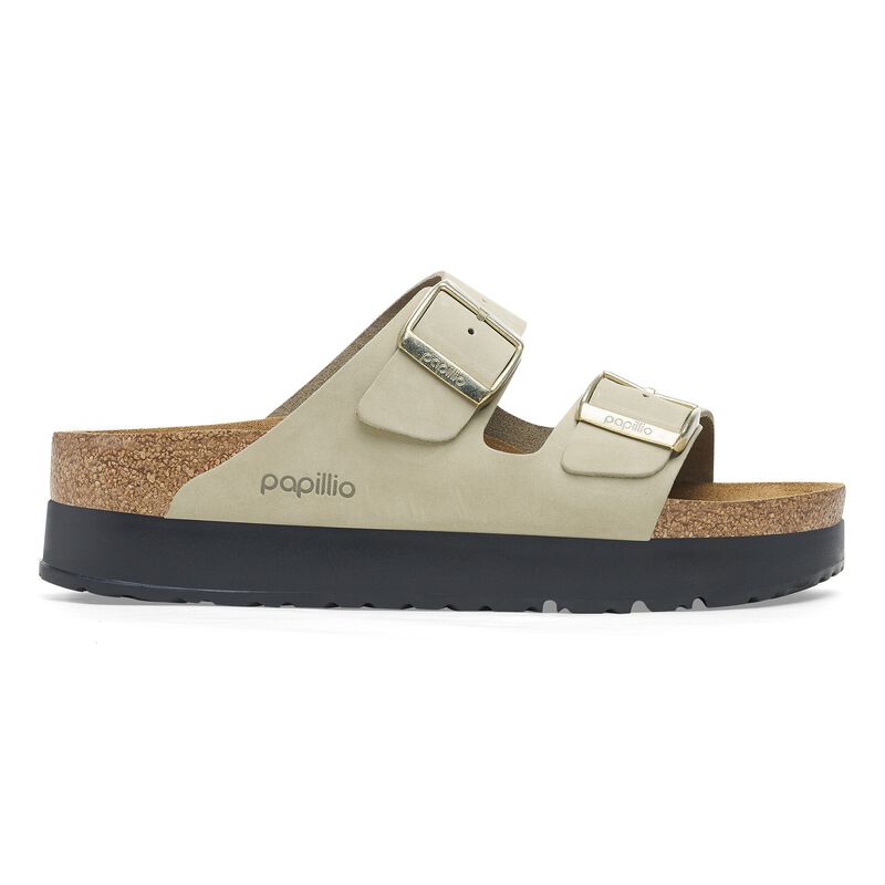 BIRKENSTOCK Arizona Flex Platform Nubuck Leather Eucalyptus Walk Edit detail