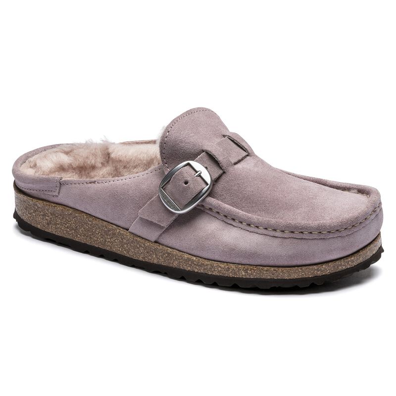 BIRKENSTOCK Buckley Shearling Suede Leather Black Walk Edit detail