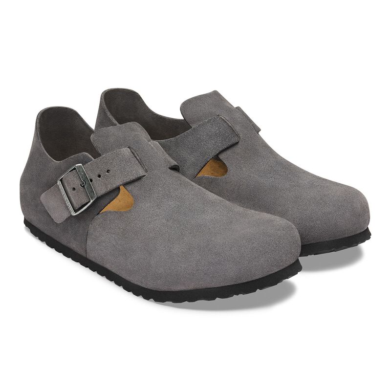 BIRKENSTOCK London Suede Leather Charcoal City Comfort detail