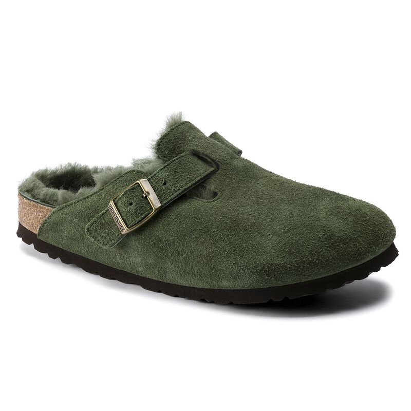 BIRKENSTOCK Boston Shearling Suede Leather Stone Coin Walk Edit detail
