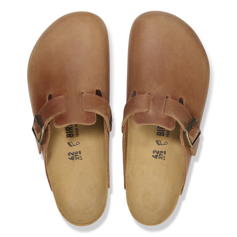 BIRKENSTOCK Boston Natural Leather Oiled Cognac Soft Sole detail