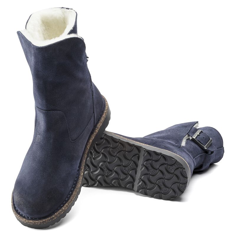 BIRKENSTOCK Uppsala Shearling Suede Leather Navy Soft Sole detail