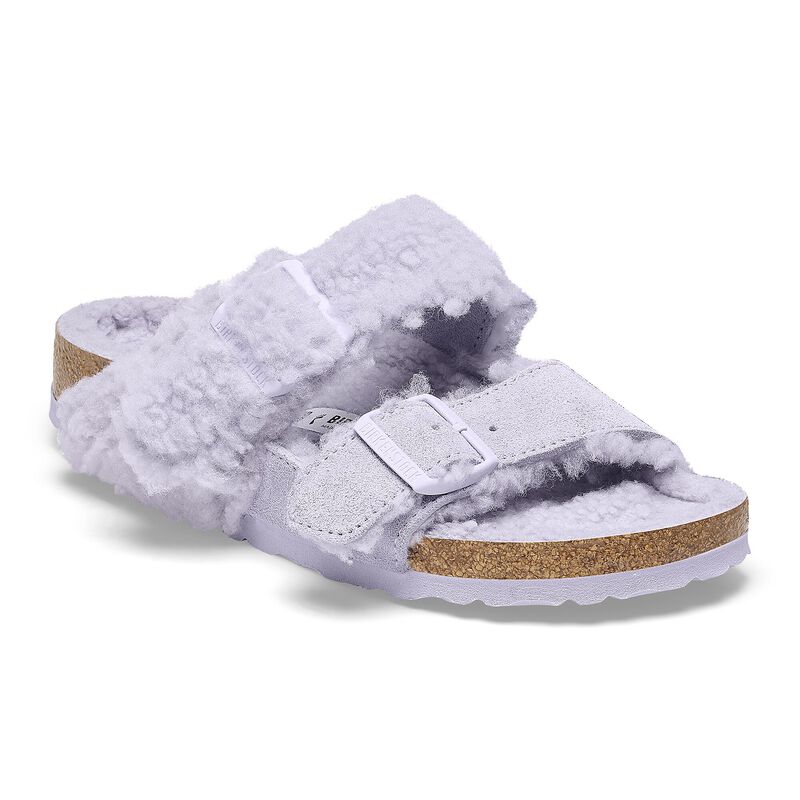 BIRKENSTOCK Arizona Teddy Split Suede Leather/Fur Mink Contour Sole detail