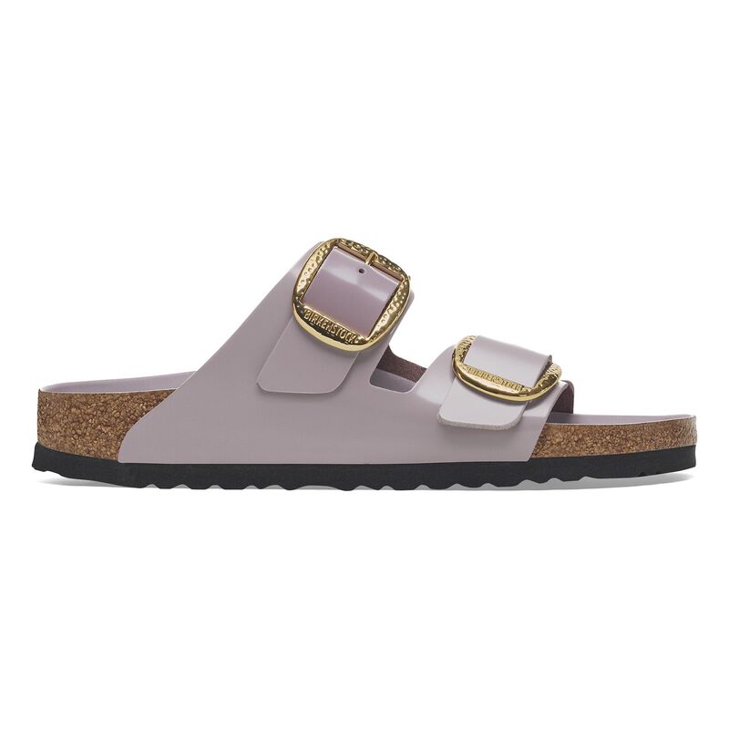 BIRKENSTOCK Arizona Hammered Big Buckle Natural Leather Patent High-Shine Faded Purple City Comfort detail