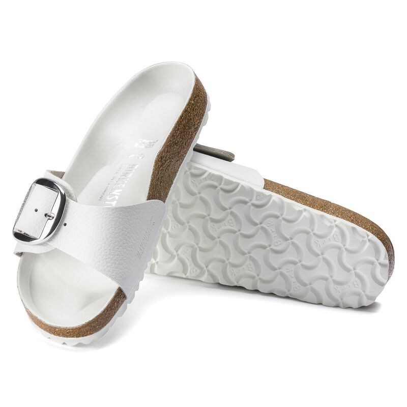 BIRKENSTOCK Madrid Big Buckle Natural Leather White Lounge Fit detail