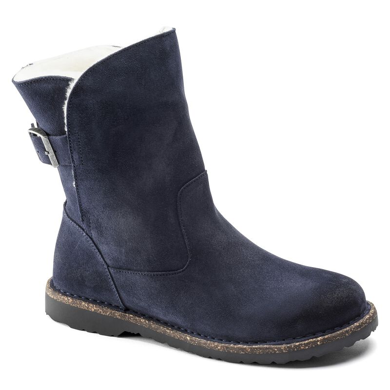 BIRKENSTOCK Uppsala Shearling Suede Leather Navy Soft Sole detail