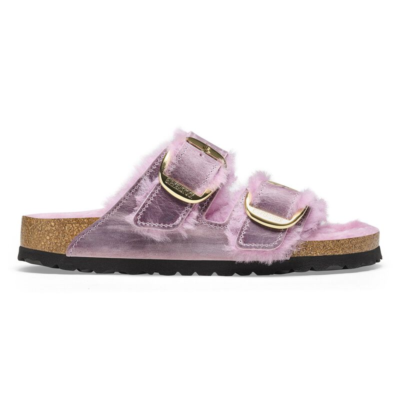 BIRKENSTOCK Arizona Big Buckle Shearling Natural Leather Oiled Lavender City Comfort detail