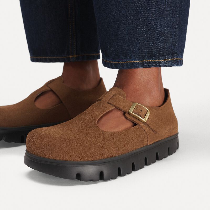 BIRKENSTOCK Paris Chunky Suede Leather Dark Tea Classic Fit detail