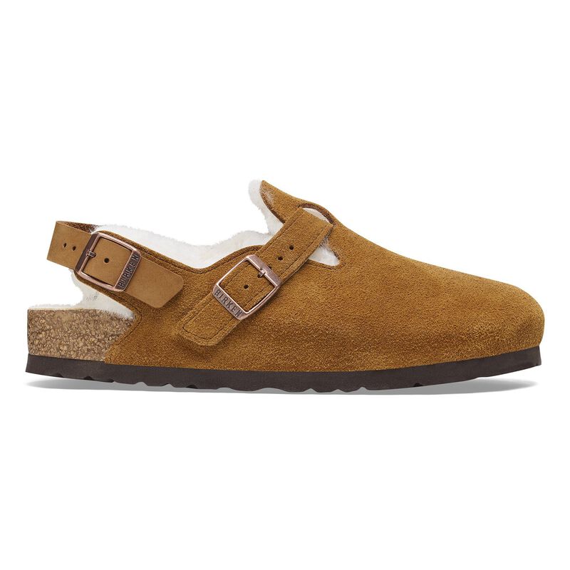 BIRKENSTOCK Tokio Shearling Suede Leather Mink City Comfort detail
