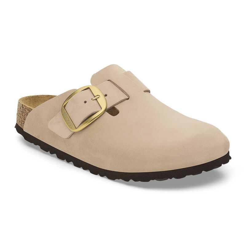 BIRKENSTOCK Boston Big Buckle Nubuck Leather Pure Sage Soft Sole detail