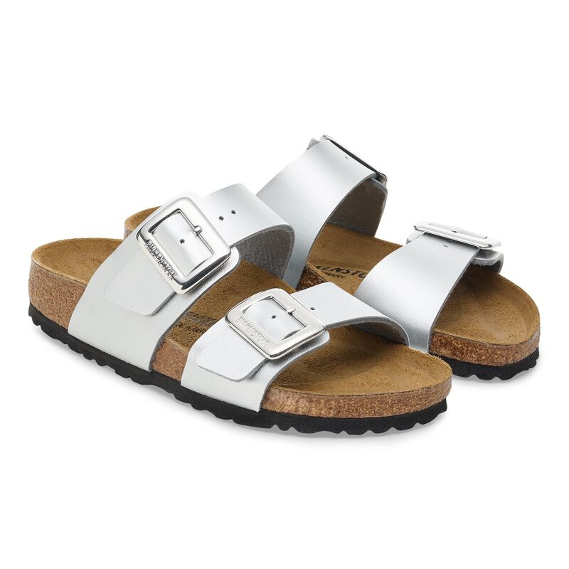 BIRKENSTOCK Sydney Cushion Buckle Birko-Flor Silver Classic Fit detail