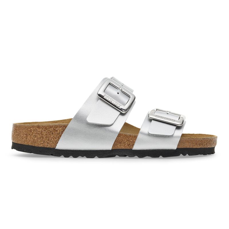 BIRKENSTOCK Sydney Cushion Buckle Birko-Flor Silver Classic Fit detail
