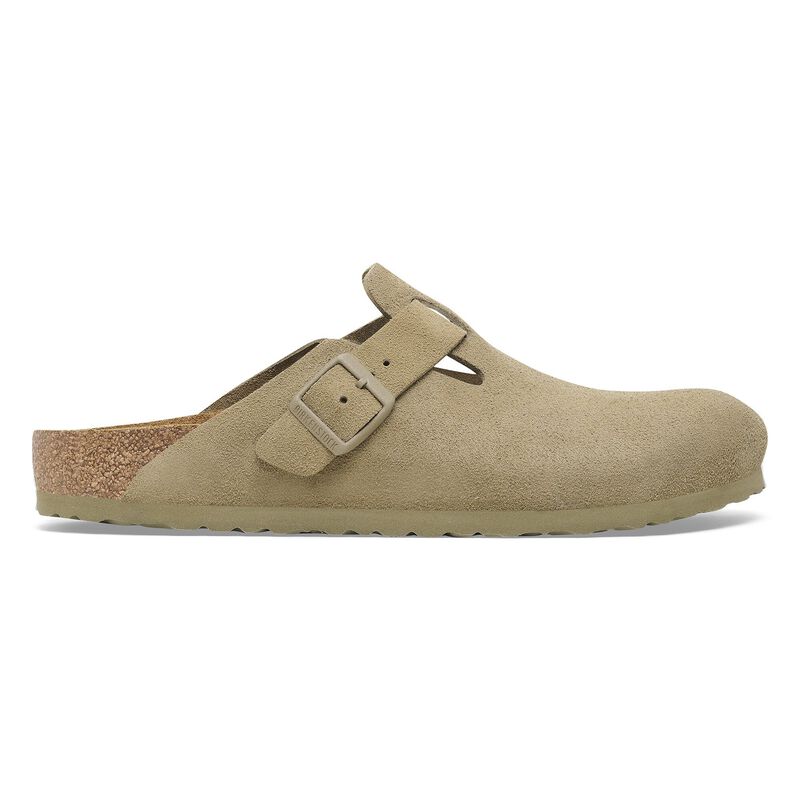 BIRKENSTOCK Boston Suede Leather Faded Khaki Soft Sole detail