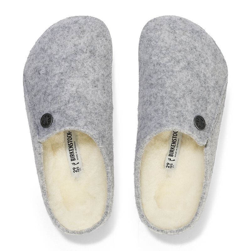 BIRKENSTOCK Zermatt Kids Shearling Felt Light Gray Soft Sole detail